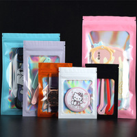 Sacs d'emballage en plastique réversibles auto-scellants à fermeture éclair couleur laser pour boucles d'oreilles et bijoux fantaisie – Emballage arc-en-ciel