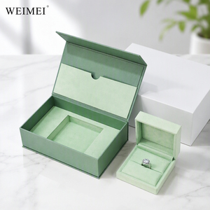 กล่องของขวัญเครื่องประดับสีเขียวเซจสุดหรู WEIMEI พร้อมถาดผ้ากำมะหยี่สำหรับสร้อยคอ ต่างหู แหวน กล่องบรรจุภัณฑ์เครื่องประดับ - Product Image 1