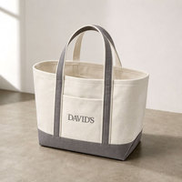 Sacs fourre-tout en toile personnalisés avec logo, sacs de shopping en toile de coton bicolore, poche avant, poignées renforcées, résistants, pour femmes, vente en gros