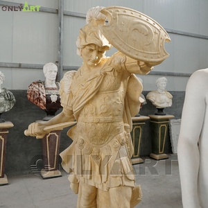 Escultura de Guerrero Masculino de Tamaño Real en Piedra Natural Crema Antigua para Jardín, Estatua de Soldado Romano en Mármol - Product Image 5