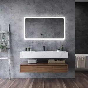 China Custom Made Floor Standing Modern 44 Inch Bathroom Double Wash Basin Sink Vanity With Mirror