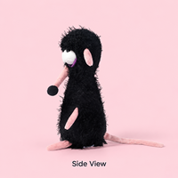 Peluche de rat noir personnalisée, grands yeux, souris en peluche douce, jouet amusant en forme d'animal de dessin animé pour enfants, cadeau d'anniversaire, décoration de la maison
