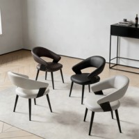 Chaise de salle à manger moderne de style scandinave, luxueuse, écologique, durable et stable, avec finition en similicuir métallique et dossier rembourré pour