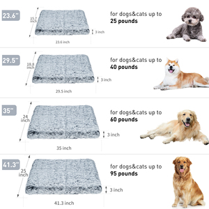 Tapis pour animaux de compagnie en fausse fourrure grise, rectangulaire, doux, design moderne, lavable, mousse à mémoire de forme pour chiens, toutes saisons, utilisation en intérieur - Product Image 3