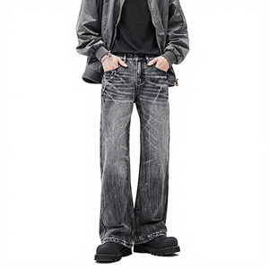 กางเกงยีนส์เดนิมแบบวินเทจ ระบายอากาศได้ดี พร้อมลายปักนูนแบบเรียบ น้ำหนักปานกลาง ผลิตตามสั่งโดยผู้ผลิต OEM - Product Image 2