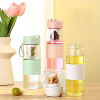Logo personnalisé 450ML bouteille d'eau magnétique en verre à thé haute teneur en borosilicate infuseur gobelet avec filtre