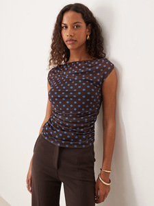 T-shirt a maniche corte in chiffon plissettato a <span class=keywords><strong>pois</strong></span>, articolo più venduto nel commercio transfrontaliero in Europa e America nel 2026 - Product Image 2