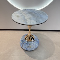 Table console moderne et durable en dalle de quartz pour salon, table basse avec étagère de balcon