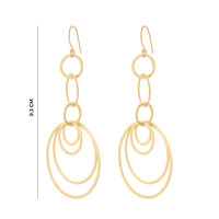 Boucles d'oreilles pendantes géométriques dorées multi-anneaux, design circulaire superposé, bijoux de mode modernes et tendance pour femmes