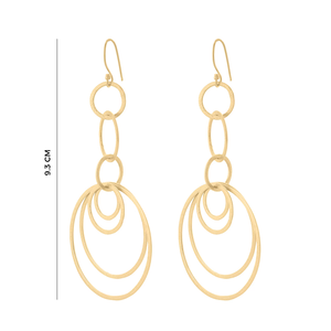 Boucles d'oreilles pendantes géométriques dorées multi-anneaux, design circulaire superposé, bijoux de mode modernes et tendance pour femmes - Product Image 3