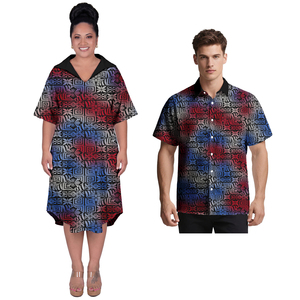 Traje de Pareja Personalizado, Camisas Hawaianas para Hombre, Vestidos Samoanos con Cuello en V para Mujer, Estilo Tribal Polinesio Elegante, Tallas Grandes, Ropa para Parejas - Product Image 4