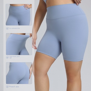 FLYWAY-Pantalones cortos de Yoga de LICRA/nailon para mujer, cintura alta, levantamiento de cadera, resistentes a las arrugas, sin vergüenza - Product Image 3