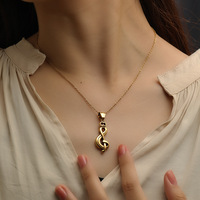 Collier en acier inoxydable avec note de musique pour femme, style Instagram, simple, créatif, tendance, pendentif musical, accessoire de bijouterie, cadeau