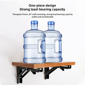 Soportes de estante plegables de pintura negra Soporte de estante plegable de metal resistente para estante de mesa de Banco Bisagra montada en la pared - Product Image 3