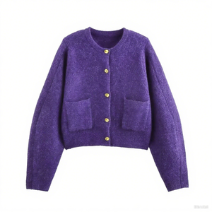Hochwertige Casual-Strickwaren, Maßgefertigte Farbige Strickjacke für Damen, OEM Kundenspezifische Damen-Strickjacke - Product Image 3