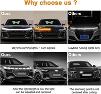 Feux de signalisation séquentiels blancs ambre pour voiture, feux de jour dynamiques à LED, bande lumineuse flexible pour capot de voiture