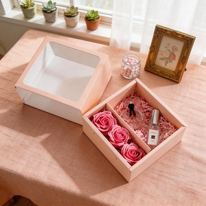 <span class=keywords><strong>Caja</strong></span> de Regalo Cuadrada de Cartón Reciclable con Ventana y Hermoso Diseño Transparente Plegable, Regalo para el Día de San Valentín - Personalizable - Product Image 2