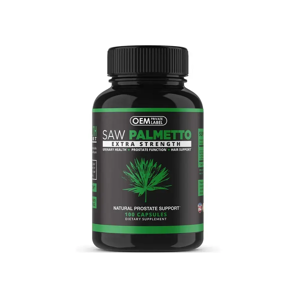 Biocaro OEM Saw Palmetto Cápsulas Pérdida de cabello para hombres Suplemento DE SALUD Etiqueta privada Extracto de próstata Hombres Saw Palmetto Pills