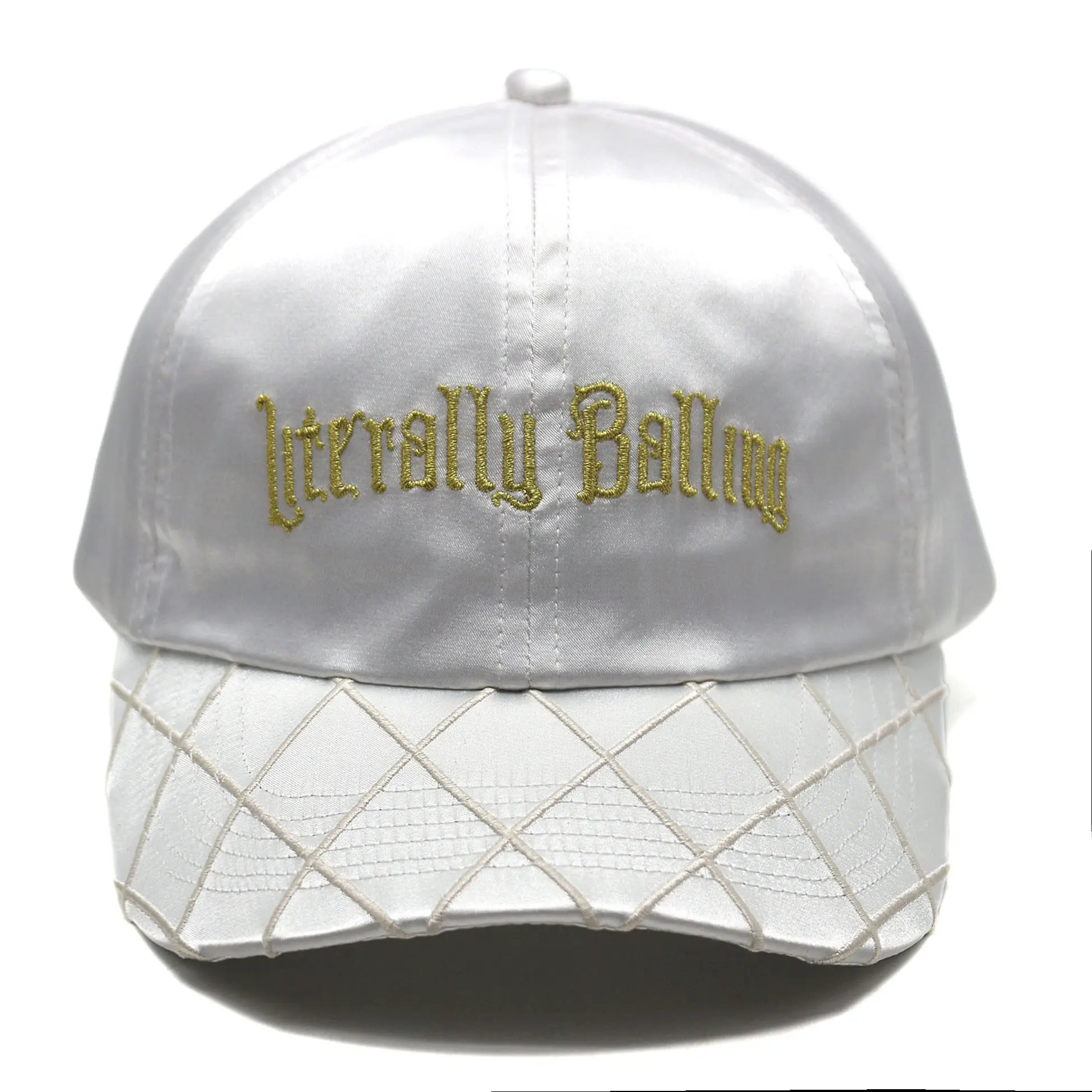 Casquette de baseball de haute qualité tissu de soie satinée casquette de baseball à 6 panneaux avec logo et motif brodés personnalisés