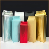 Sac simple à soufflets avec doublure en aluminium, en papier kraft épais et valve d'air, pour emballage cadeau de grains de café, vente en gros