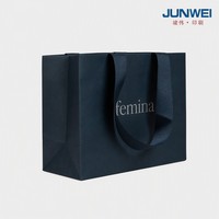 Sacs shopping en papier noir recyclé personnalisés pour vêtements, emballage promotionnel, avec votre propre logo, vente en gros, poignée artisanale personnalisée