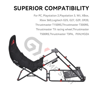 เก้าอี้เกมมิ่ง GY070 สำหรับเพลย์สเตชั่น ปรับแต่งได้ พับเก็บได้ เบาะนั่งจำลองการขับรถ เก้าอี้แข่งรถ พร้อมขาตั้งพวงมาลัย - Product Image 6