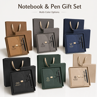 Set de Regalo de Cuaderno de Cuero PU A5 de Lujo con Bolígrafo Metálico, Set de Papelería Ejecutiva para Empresas