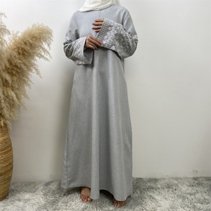 6797# Abaya Manufacturer Fashion 2024 Embroidery Linen Polyester Closed Abaya Islamic Muslim Women <b>Summer</b> Dresses - Product Image 6