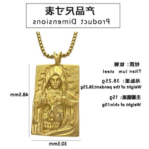 Yunnique – pendentif tête de mort en acier inoxydable, couleur or, design géométrique, collier à la mode pour hommes, Style Punk rétro - Product Image 2