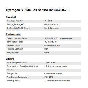 เซ็นเซอร์ก๊าซไฮโดรเจนซัลไฟด์ H2S/M-200-2E 0-200 ppm สำหรับเครื่องตรวจจับแบบพกพา - Product Image 2
