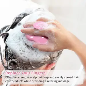 Großhandel Handheld Silikon Kopfhaut Shampoo Massage bürste Waschen Dusche Haar Kopfhaut Massage gerät Bürste Bad Haar reinigungs bürste Kamm