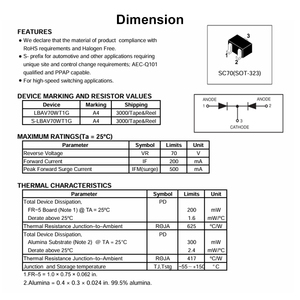<span class=keywords><strong>Diode</strong></span> <span class=keywords><strong>Schottky</strong></span> chỉnh lưu chất lượng cao LRC LBAV70WT1G, kiểu lắp đặt xuyên lỗ, đảm bảo hiệu suất mạch điện ổn định - Product Image 2