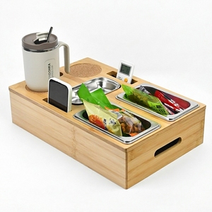 WDF Hochwertige <span class=keywords><strong>Couchbar</strong></span> Konsolenunterlage, Getränkehalter, Snackhalter aus Bambus für die Couch - Product Image 1
