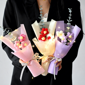 Regalo <span class=keywords><strong>di</strong></span> Ringraziamento, Rosa Luminosa a LED, Piccolo Souvenir, Fiori Artificiali, Fiore all'Uncinetto Fatto a Mano, Regali all'Ingrosso, MIGLIORI <span class=keywords><strong>AUGURI</strong></span> - Product Image 1