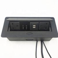 UK Power Outlet Table Pop up Power Box-Boîte de connexion de prise multimédia amortie de bureau de conférence avec double port USB et USB-C