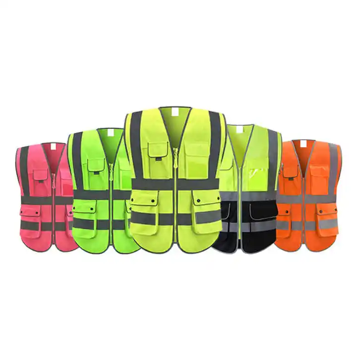 Đa Túi Class 2 khả năng hiển thị cao phản quang vest hi-vis phản quang quần áo tùy chỉnh an toàn vest với logo