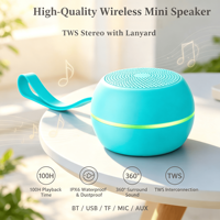 Mini-enceinte sans fil S9 BT portable, étanche, avec subwoofer intégré, micro intégré, autonomie de 5 à 10 heures, pour extérieur, voyage, camping, plage, fête, 5W
