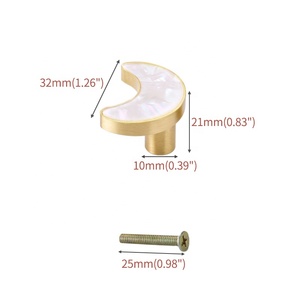 Moon Shape Brass Furniture Handles Kitchen <strong>Cabinet</strong> Dresser Pull <strong>Knobs</strong> Bathroom Living Room Hardware Handle - Product Image 3