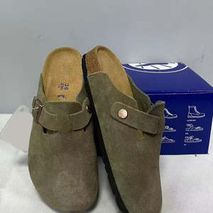 Mules et sabots d'extérieur en cuir véritable et daim pour femme, style <span class=keywords><strong>Birkenstock</strong></span>, avec semelle en liège, légères et respirantes, pour le dropshipping - Product Image 3
