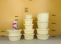 Boîtes à emporter rondes en amidon de maïs, contenants écologiques biodégradables, bols jetables pour le déjeuner, compatibles micro-ondes