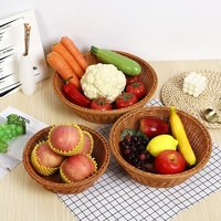 Ronde handgeweven opbergmand van PP-plastic in pastorale stijl voor fruit, brood, snoep & snacks