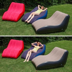Fábrica al por mayor plegable al aire libre Pvc S forma flocado reclinable aire sofá tumbona silla adulto inflable sofá cama - Product Image 3