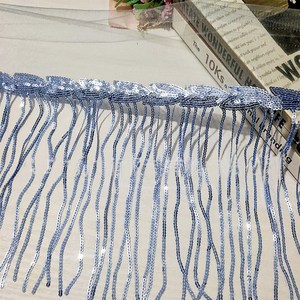 20 cm lentejuelas borla encaje 20 cm hoja fila colgante barba vestido <span class=keywords><strong>de</strong></span> baile latino accesorios decoración Chainette Trim adornos flecos - Product Image 4