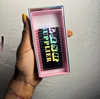 Vente en gros de plateau d'extensions de cils en vison en cachemire de marque privée 0.03 plateau de cils individuel méga volume russe noir foncé mat