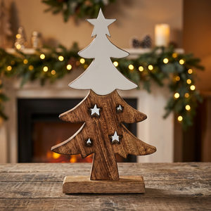 Natural Wood <b>Christmas</b> <b>Tree</b> Stand Tabletop Ornament Carved <b>Wooden</b> Holiday Decor for Home Office - Product Image 4