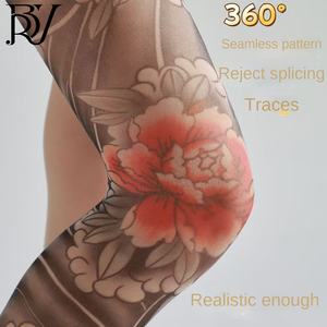 पेनी फूल पैर टैटू स्टॉकिंग ई ओकेओ डिजिटल प्रिंटिंग पुष्प पैटर्न पसीने-शोषक गर्मियों में पतली यूनिसेक्स पेंटिहोज - Product Image 2