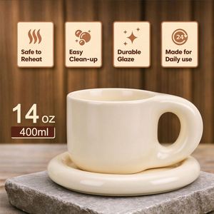 Mug à café latte, vaisselle en céramique en gros, tasse personnalisée avec logo, mug en porcelaine pour servir gâteaux et en-cas - Product Image 4