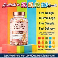 Gummies de Biotine, Collagène et Kératine Marque Blanche 12000mcg Chlorophylle Vitamine B12 Zinc Soutien Beauté Cheveux Peau Ongles Formule OEM