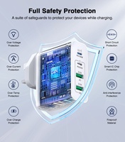 Chargeur mural USB HNT GaN 120W 4 ports (prises UK/US/EU/JP/AU) à charge ultra-rapide 2A2C pour ordinateur portable et iPhone 17/16