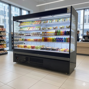 Réfrigérateur à rideau d'air multi-étagères à façade incurvée, réfrigérant R22, circulation uniforme de l'air pour la présentation de légumes frais et de salades - Product Image 5